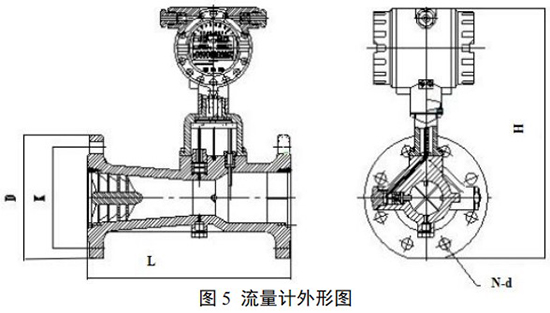 溫壓補償旋進旋渦流量計外形圖